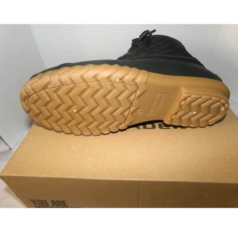 ALEADER‎ Womens Black Quilted Waterproof Duck Boots Side Zip Lace Up Ankle
